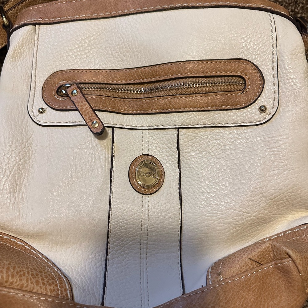 BOC White and Tan Leather purse